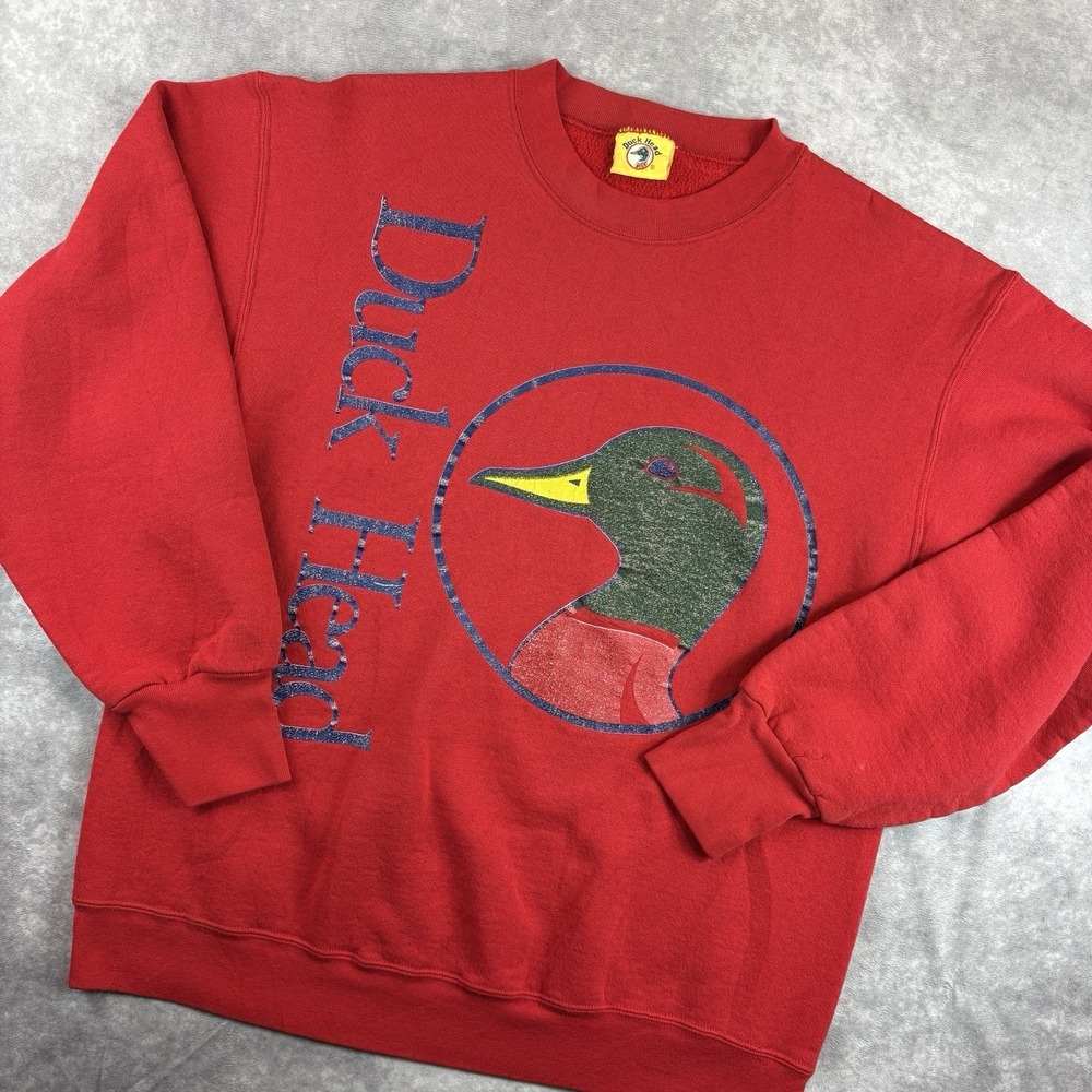 Vintage Duck Head Sweater Mens L Red Made In USA Hunting Outdoor Hiking 90's